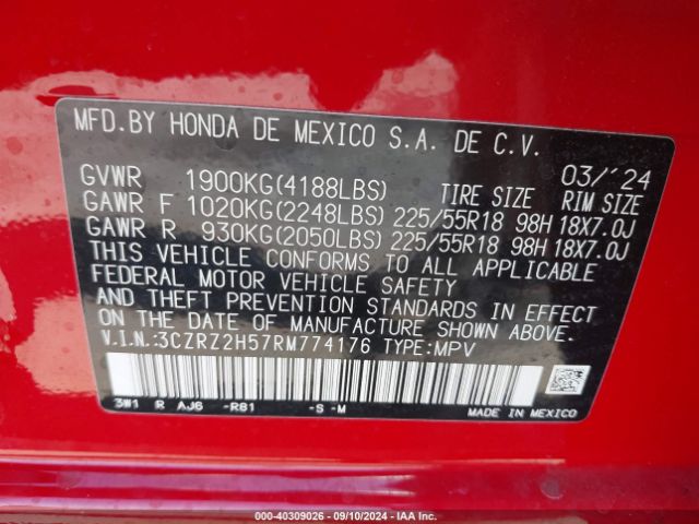 Photo 8 VIN: 3CZRZ2H57RM774176 - HONDA HR-V 