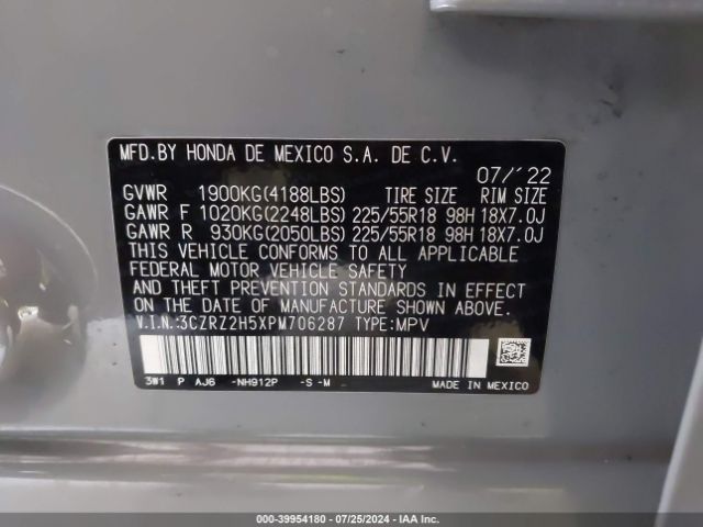 Photo 8 VIN: 3CZRZ2H5XPM706287 - HONDA HR-V 