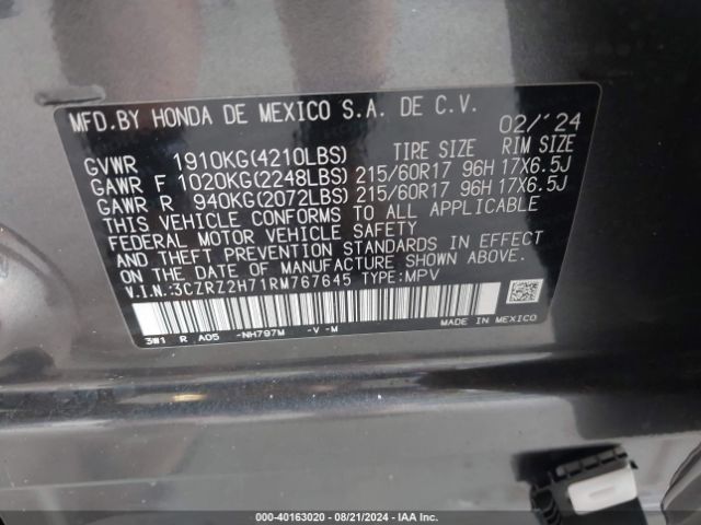 Photo 8 VIN: 3CZRZ2H71RM767645 - HONDA HR-V 