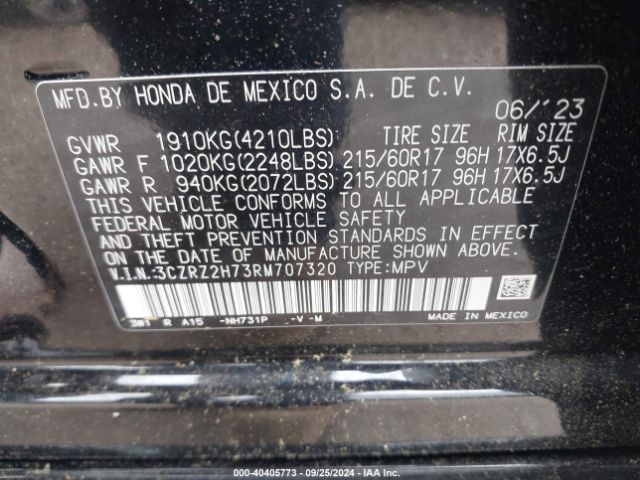 Photo 8 VIN: 3CZRZ2H73RM707320 - HONDA HR-V 