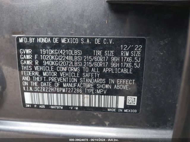 Photo 8 VIN: 3CZRZ2H76PM727266 - HONDA HR-V 