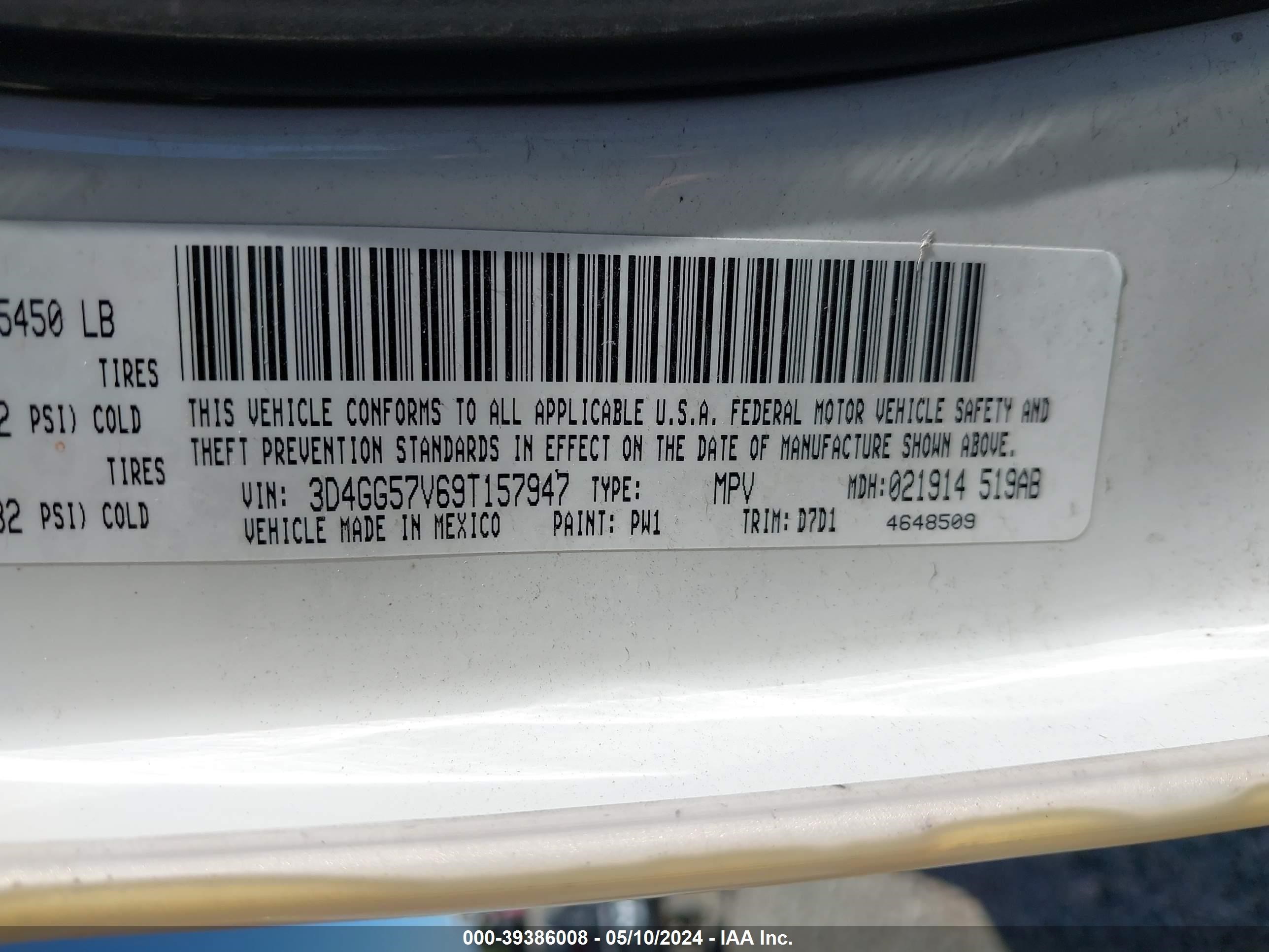 Photo 8 VIN: 3D4GG57V69T157947 - DODGE JOURNEY 