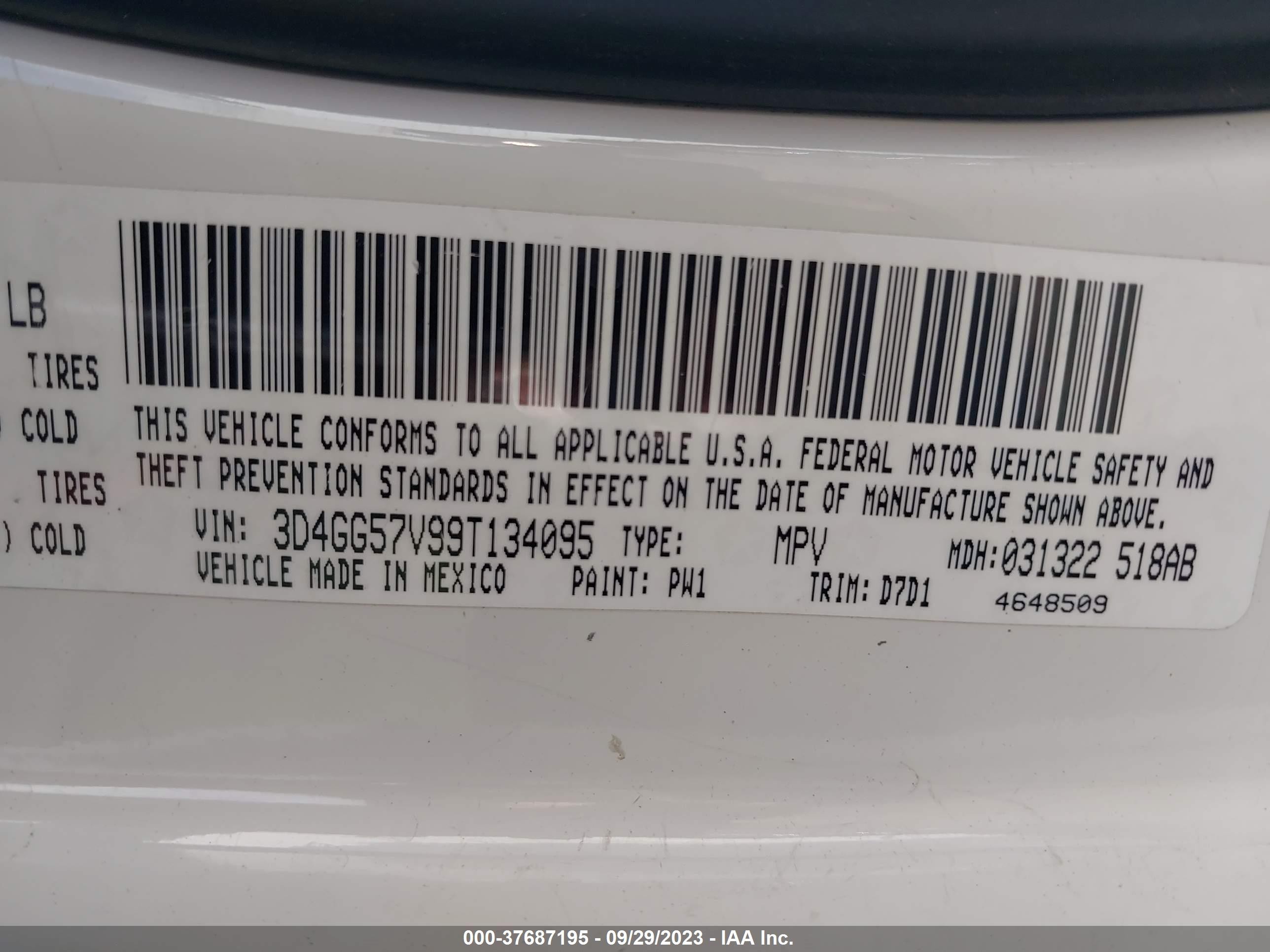 Photo 8 VIN: 3D4GG57V99T134095 - DODGE JOURNEY 