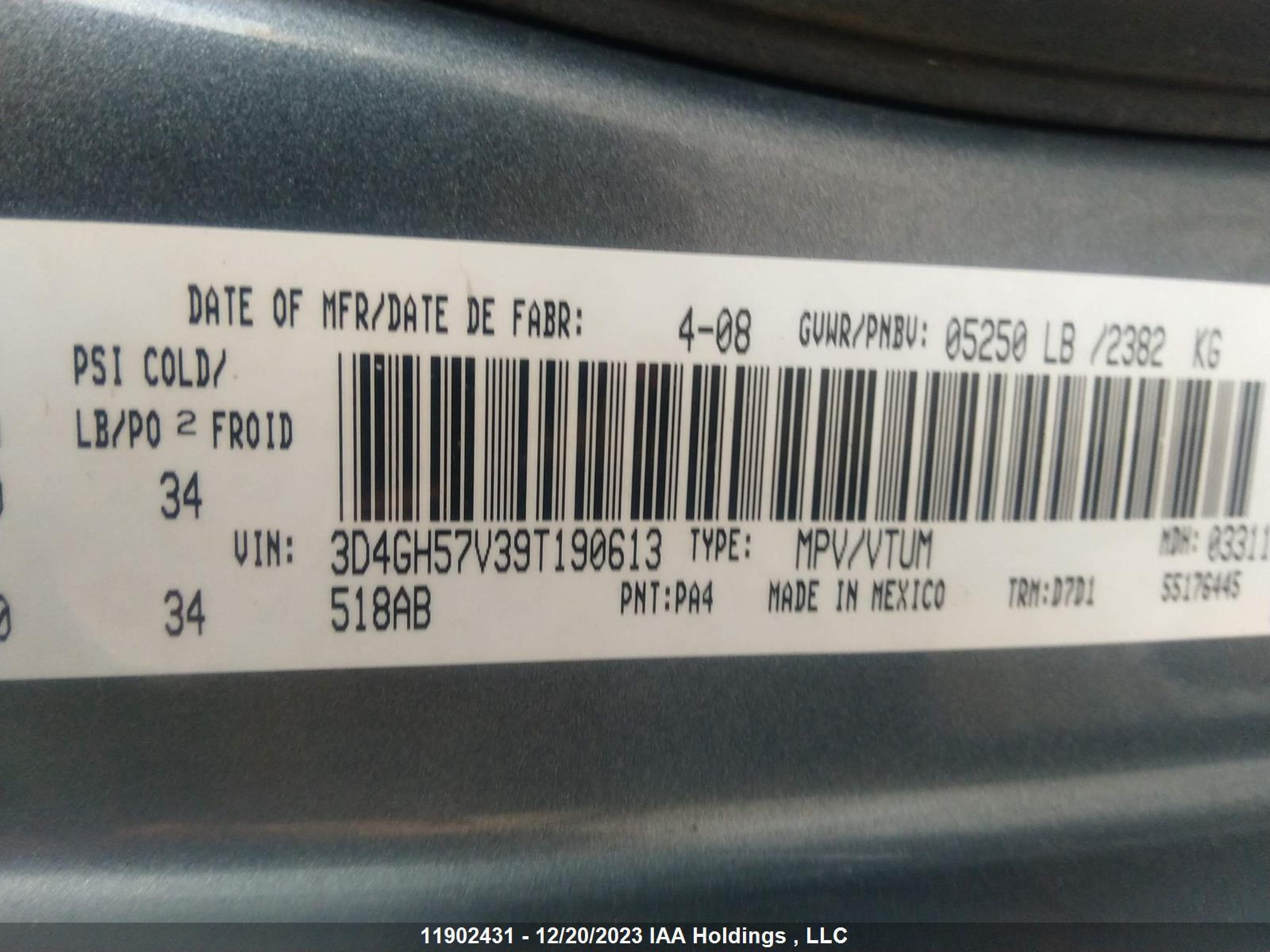 Photo 8 VIN: 3D4GH57V39T190613 - DODGE JOURNEY 