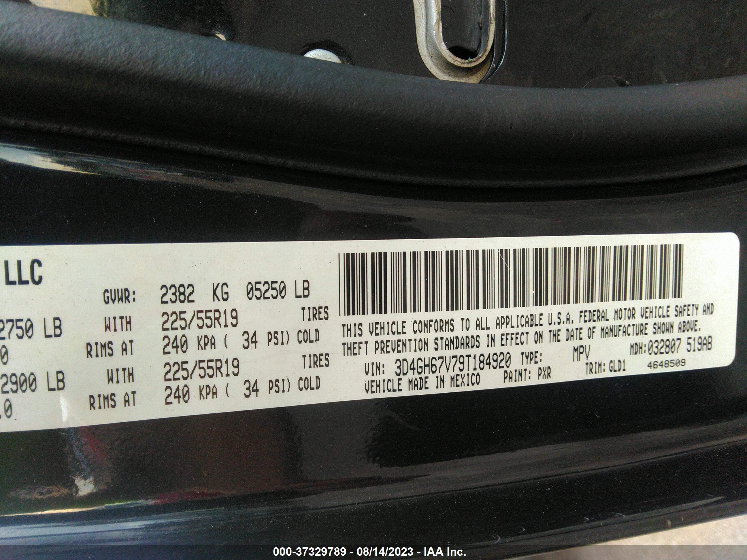 Photo 8 VIN: 3D4GH67V79T184920 - DODGE JOURNEY 