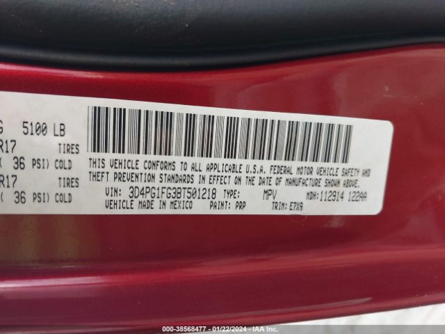 Photo 8 VIN: 3D4PG1FG3BT501218 - DODGE JOURNEY 