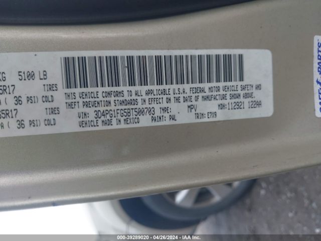 Photo 8 VIN: 3D4PG1FG5BT500703 - DODGE JOURNEY 