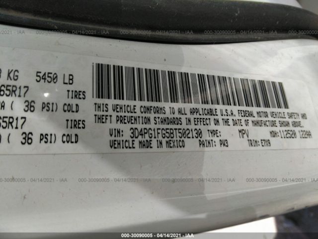 Photo 8 VIN: 3D4PG1FG5BT502130 - DODGE JOURNEY 