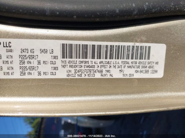 Photo 8 VIN: 3D4PG1FG7BT547408 - DODGE JOURNEY 