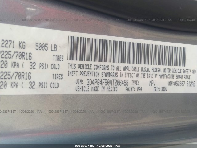 Photo 8 VIN: 3D4PG4FB0AT206498 - DODGE JOURNEY 