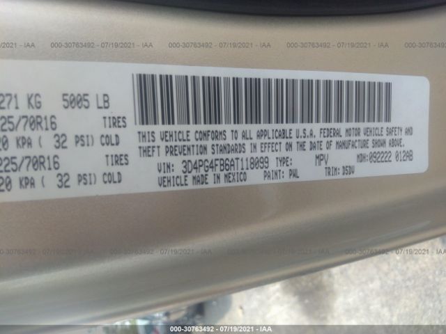 Photo 8 VIN: 3D4PG4FB6AT118099 - DODGE JOURNEY 