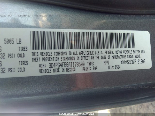 Photo 8 VIN: 3D4PG4FB6AT178500 - DODGE JOURNEY 