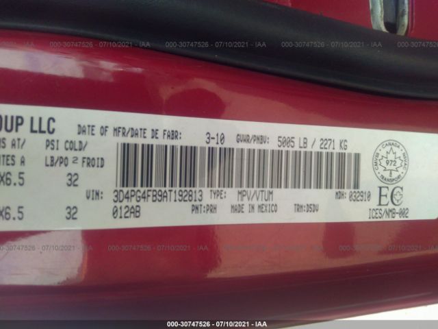 Photo 8 VIN: 3D4PG4FB9AT192813 - DODGE JOURNEY 