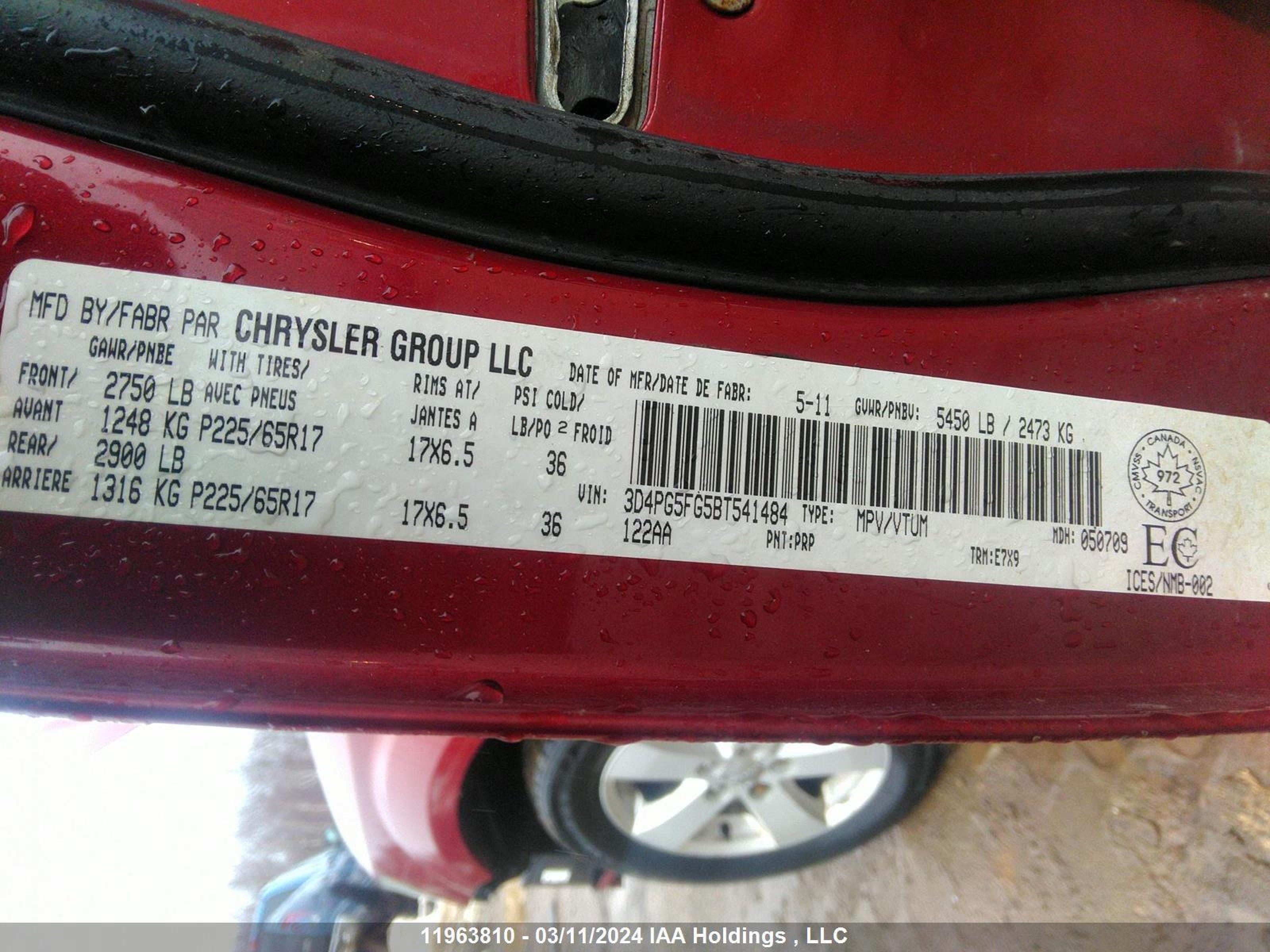 Photo 8 VIN: 3D4PG5FG5BT541484 - DODGE JOURNEY 