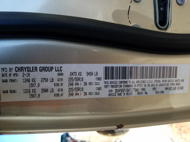 Photo 9 VIN: 3D4PG5FV5AT177841 - DODGE JOURNEY SX 