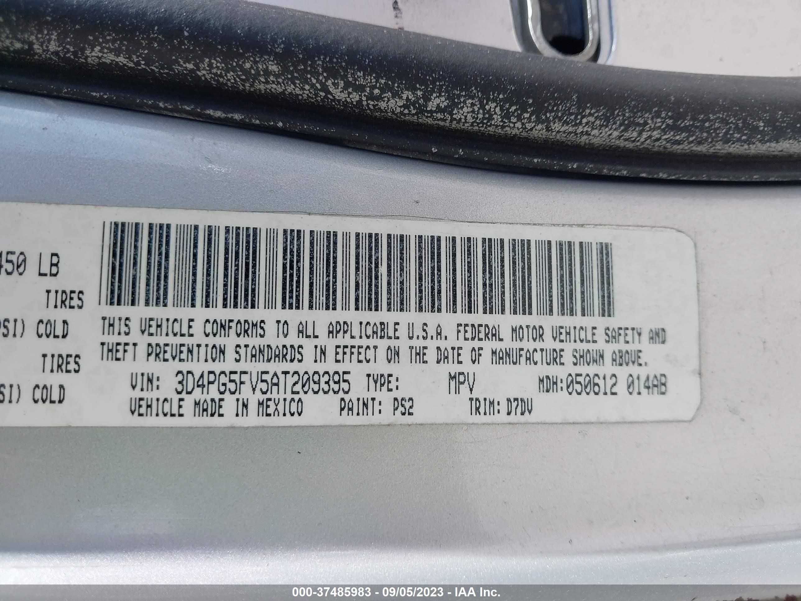 Photo 8 VIN: 3D4PG5FV5AT209395 - DODGE JOURNEY 