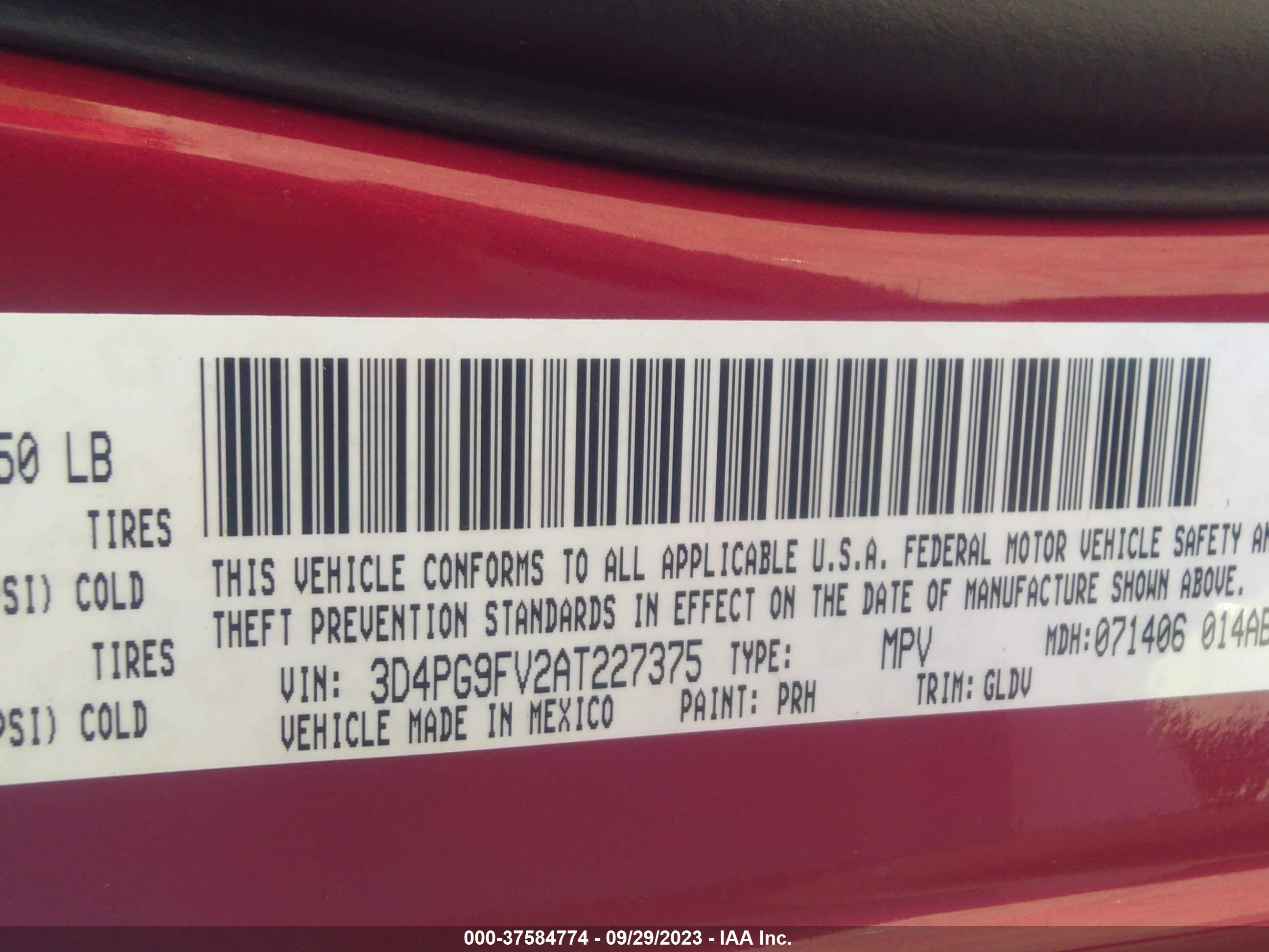 Photo 8 VIN: 3D4PG9FV2AT227375 - DODGE JOURNEY 