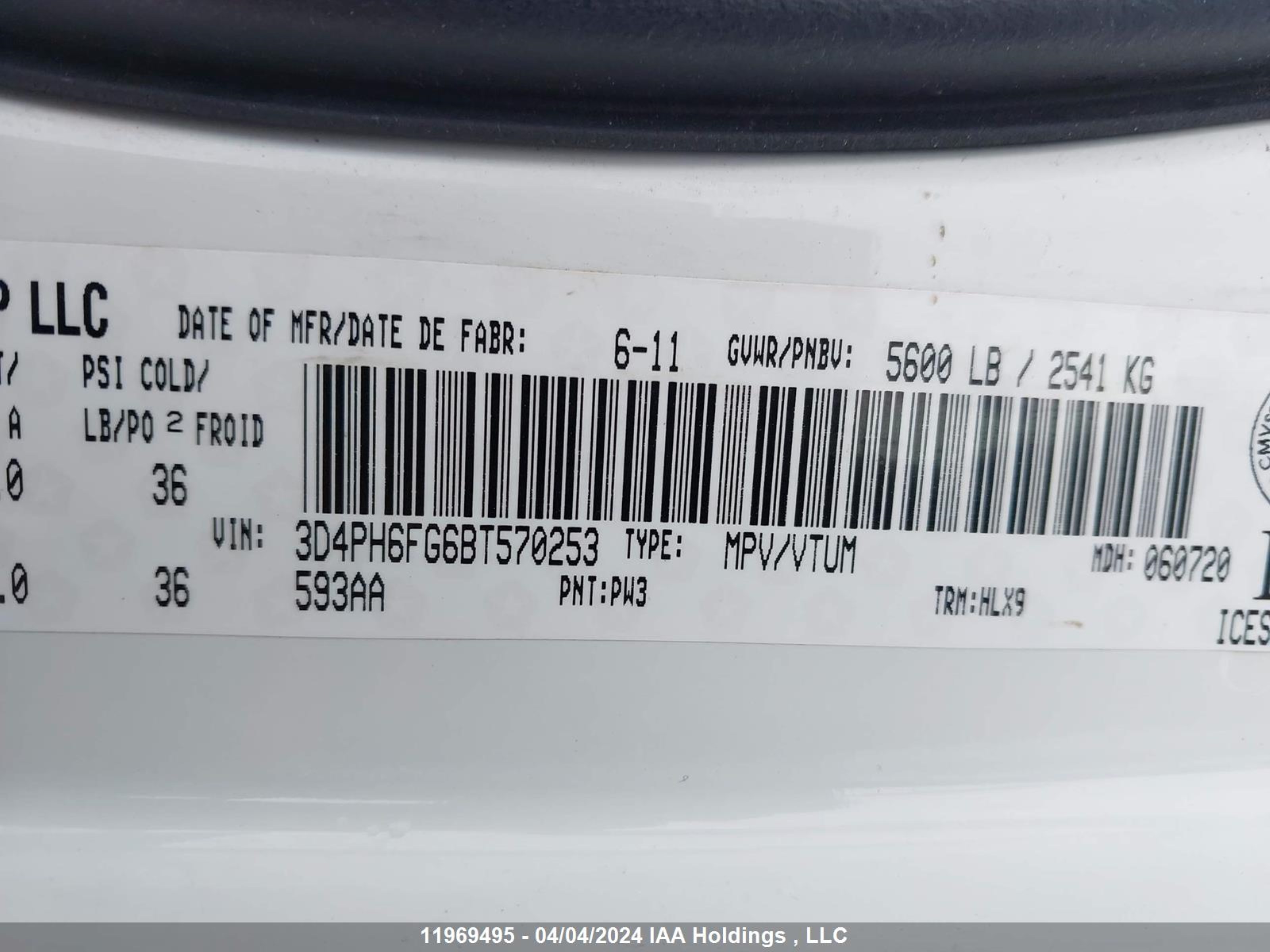 Photo 8 VIN: 3D4PH6FG6BT570253 - DODGE JOURNEY 