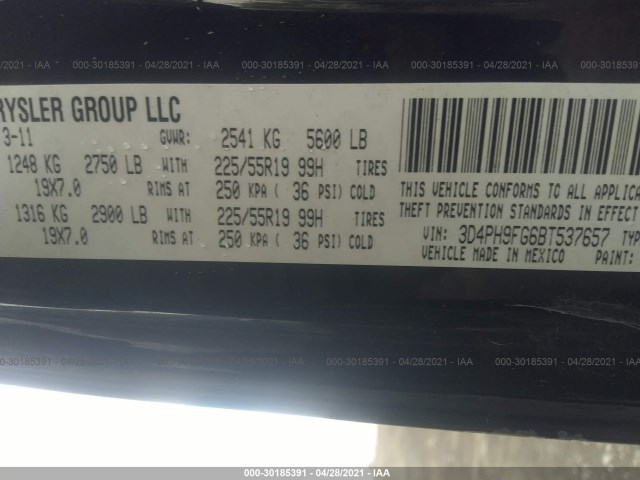 Photo 8 VIN: 3D4PH9FG6BT537657 - DODGE JOURNEY 