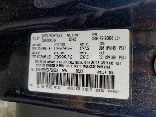 Photo 11 VIN: 3D7KA28D93G768283 - DODGE RAM 2500 