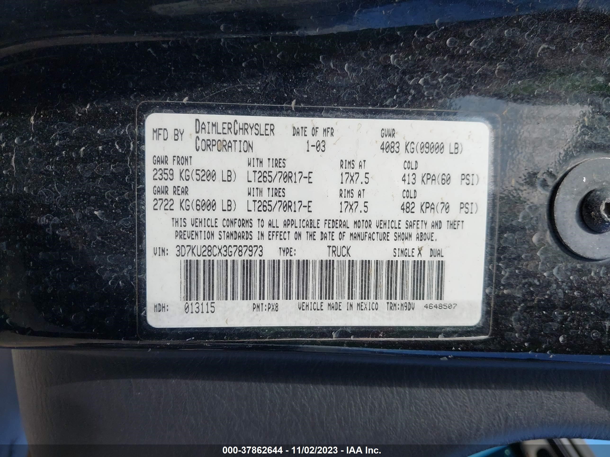 Photo 8 VIN: 3D7KU28CX3G787973 - DODGE RAM 