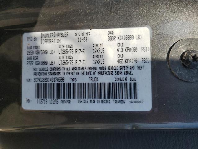 Photo 11 VIN: 3D7KU28D14G170598 - DODGE RAM 2500 S 