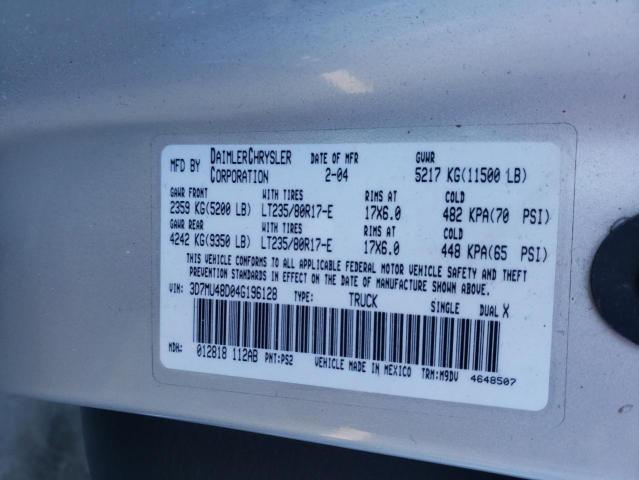 Photo 9 VIN: 3D7MU48D04G196128 - DODGE RAM 3500 S 