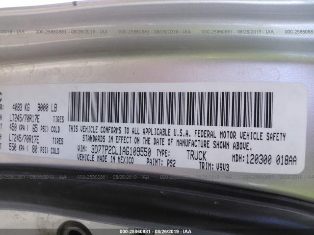 Photo 8 VIN: 3D7TP2CL1AG109550 - DODGE RAM 2500 