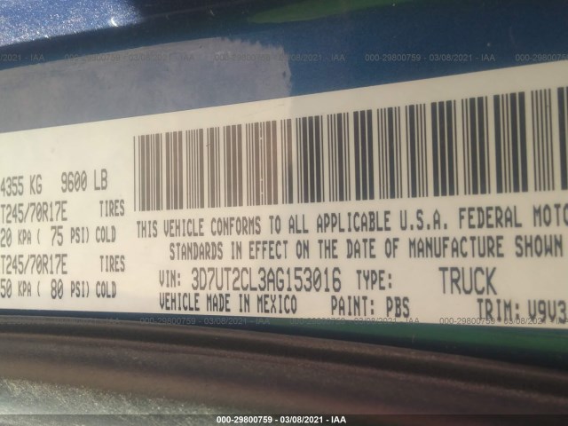 Photo 8 VIN: 3D7UT2CL3AG153016 - DODGE RAM 2500 