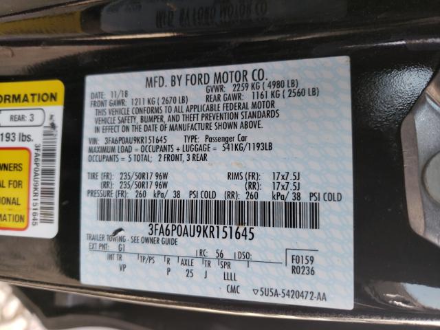 Photo 9 VIN: 3FA6P0AU9KR151645 - FORD FUSION POL 