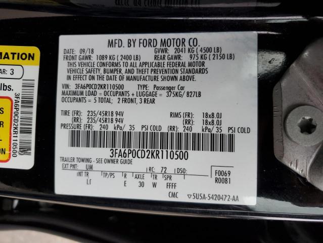 Photo 12 VIN: 3FA6P0CD2KR110500 - FORD FUSION 