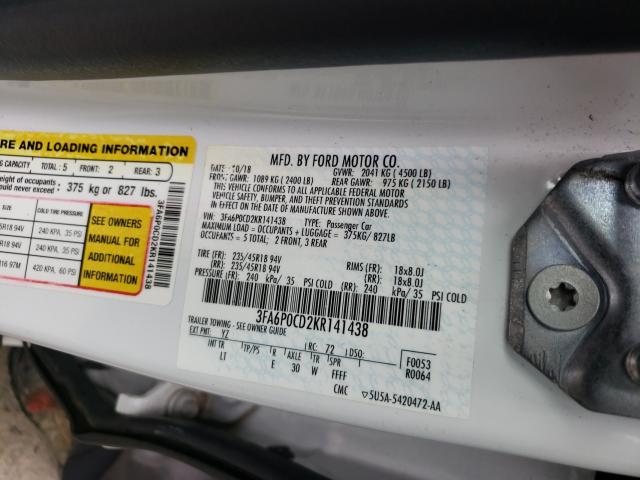 Photo 9 VIN: 3FA6P0CD2KR141438 - FORD FUSION SEL 