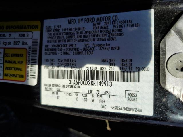 Photo 11 VIN: 3FA6P0CD2KR149913 - FORD FUSION SEL 