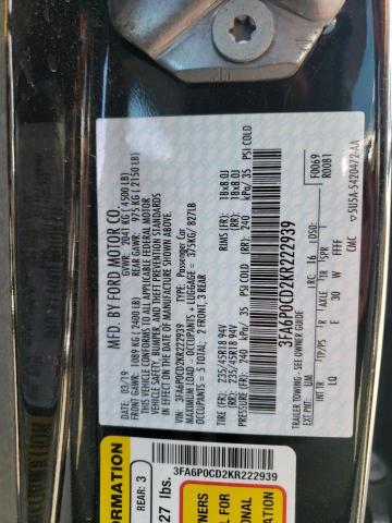 Photo 11 VIN: 3FA6P0CD2KR222939 - FORD FUSION SEL 