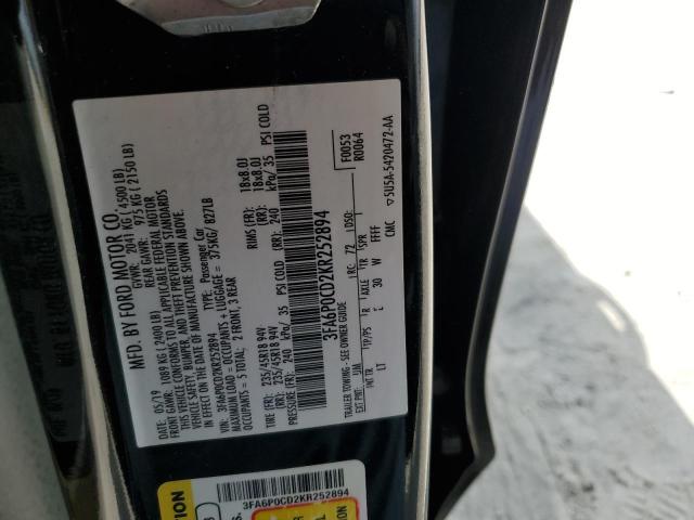 Photo 9 VIN: 3FA6P0CD2KR252894 - FORD FUSION SEL 