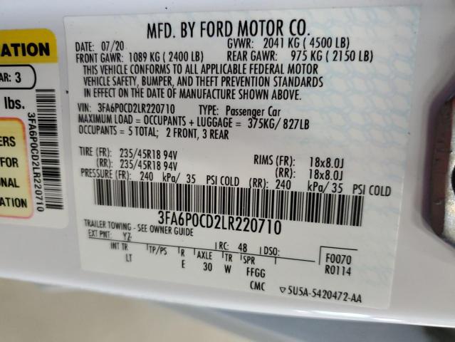 Photo 11 VIN: 3FA6P0CD2LR220710 - FORD FUSION SEL 