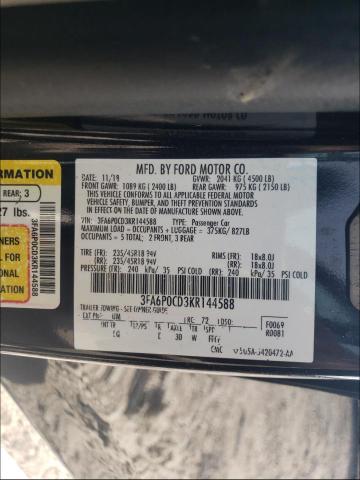 Photo 9 VIN: 3FA6P0CD3KR144588 - FORD FUSION SEL 