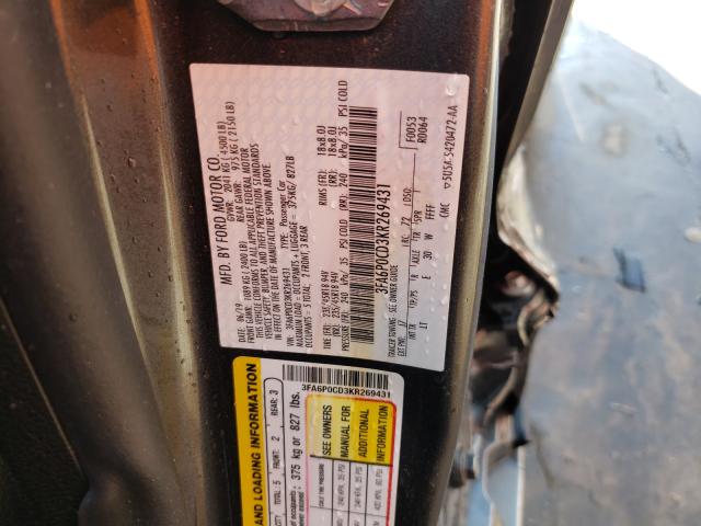 Photo 9 VIN: 3FA6P0CD3KR269431 - FORD FUSION SEL 