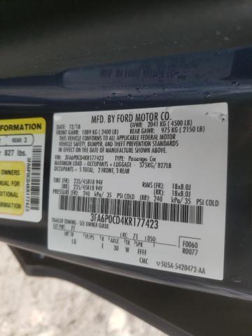 Photo 9 VIN: 3FA6P0CD4KR177423 - FORD FUSION SEL 