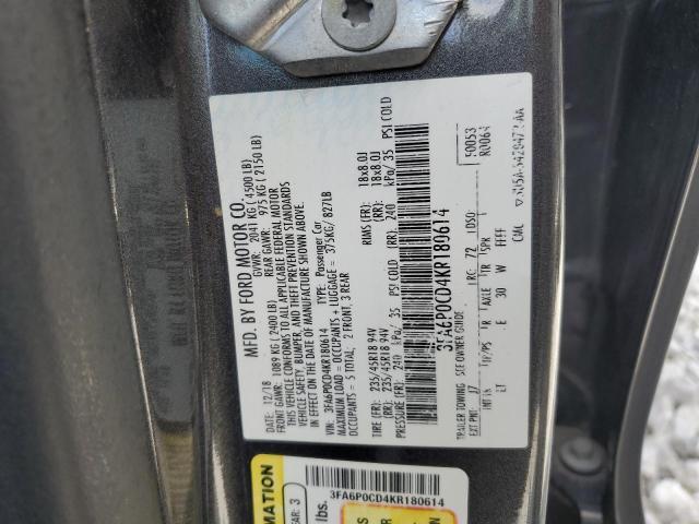 Photo 11 VIN: 3FA6P0CD4KR180614 - FORD FUSION SEL 