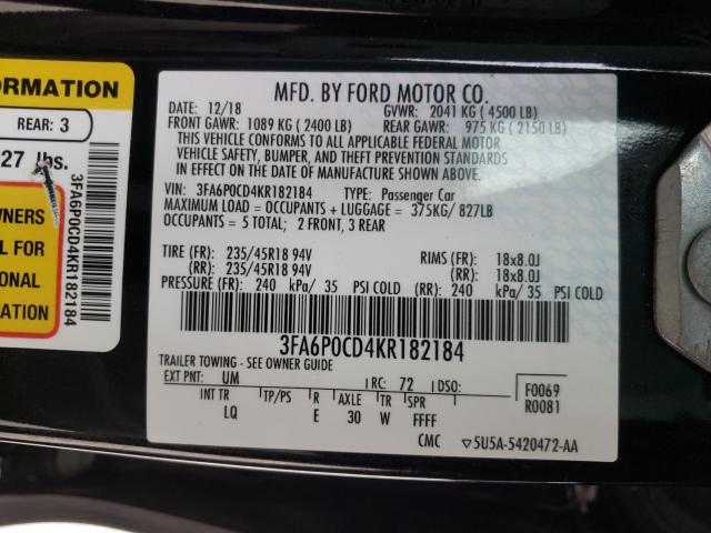 Photo 9 VIN: 3FA6P0CD4KR182184 - FORD FUSION SEL 