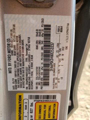 Photo 11 VIN: 3FA6P0CD4KR253237 - FORD FUSION SEL 