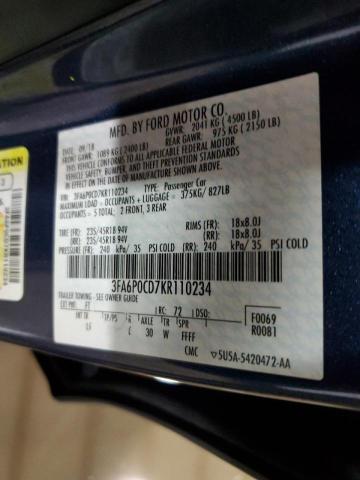 Photo 12 VIN: 3FA6P0CD7KR110234 - FORD FUSION SEL 