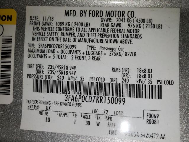 Photo 11 VIN: 3FA6P0CD7KR150099 - FORD FUSION SEL 