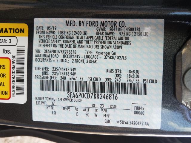 Photo 9 VIN: 3FA6P0CD7KR246816 - FORD FUSION SEL 