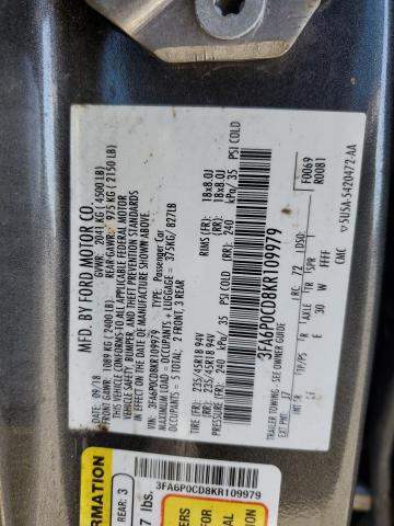 Photo 12 VIN: 3FA6P0CD8KR109979 - FORD FUSION SEL 