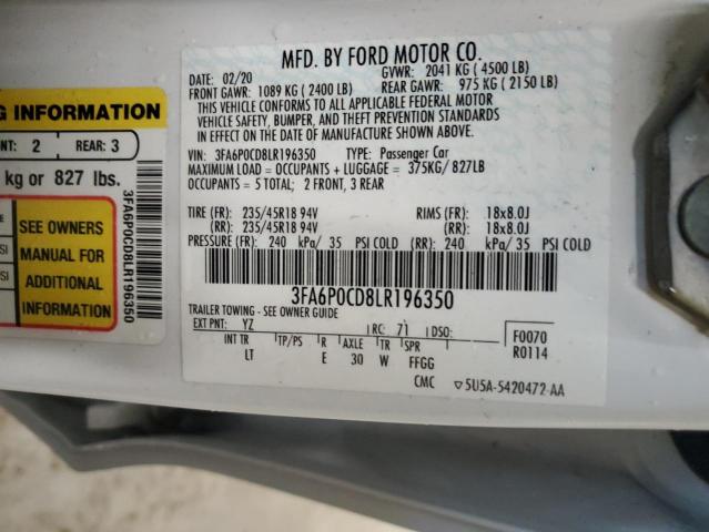 Photo 11 VIN: 3FA6P0CD8LR196350 - FORD FUSION SEL 