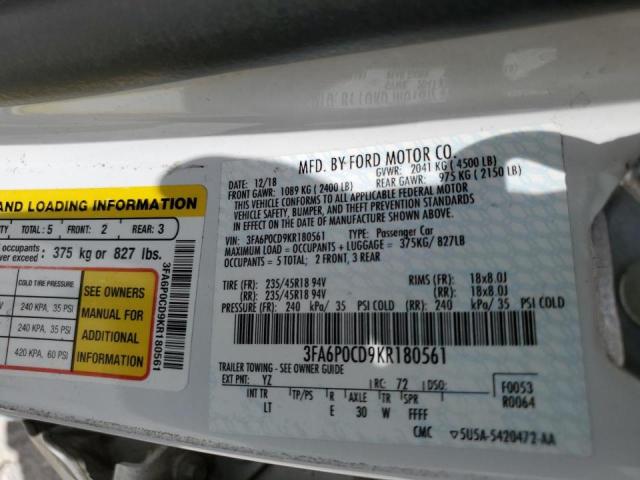 Photo 9 VIN: 3FA6P0CD9KR180561 - FORD FUSION SEL 