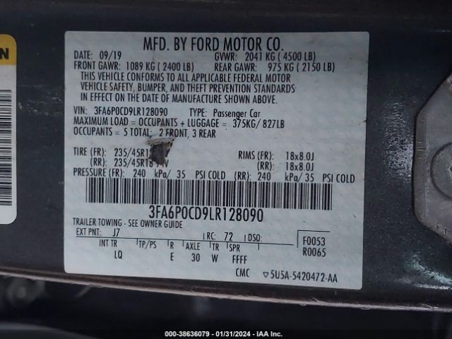 Photo 8 VIN: 3FA6P0CD9LR128090 - FORD FUSION 