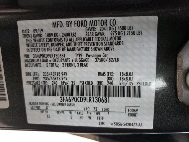 Photo 9 VIN: 3FA6P0CD9LR130681 - FORD FUSION SEL 